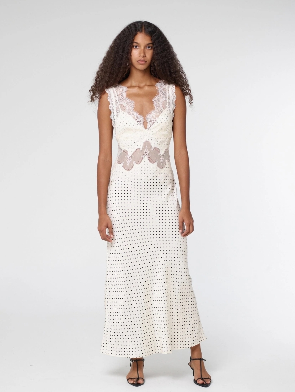 Third Form VISIONS LACE DEEP V MAXI DRESS | CREAM POLKA DOT - Picture 4 of 14
